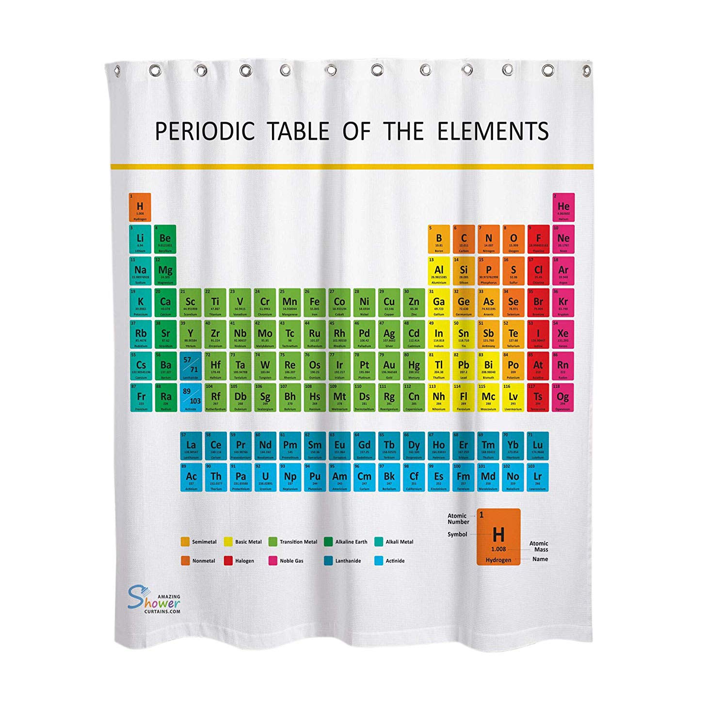Nanxin Periodic Table Shower Curtain | Polyester Fabric Bathroom Decor