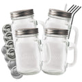 Smiths Mason Jars with Lids and Straws | 16oz Glass Cups with Handles (4 Pack)