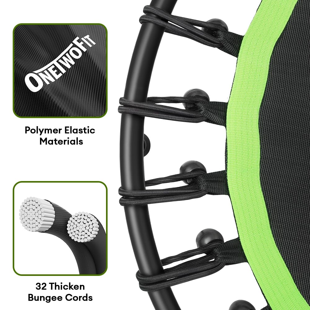 ONETWOFIT 42" Mini Trampoline – Silent Bungee Rebounder for Adults