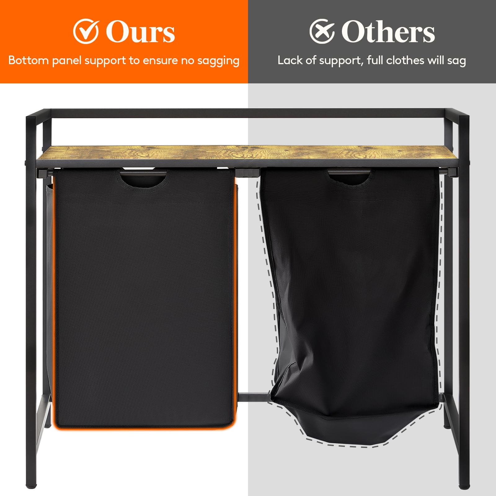 Lifewit 95L Laundry Hamper | 2-Section Sorter with Shelf & Pull-Out Bags