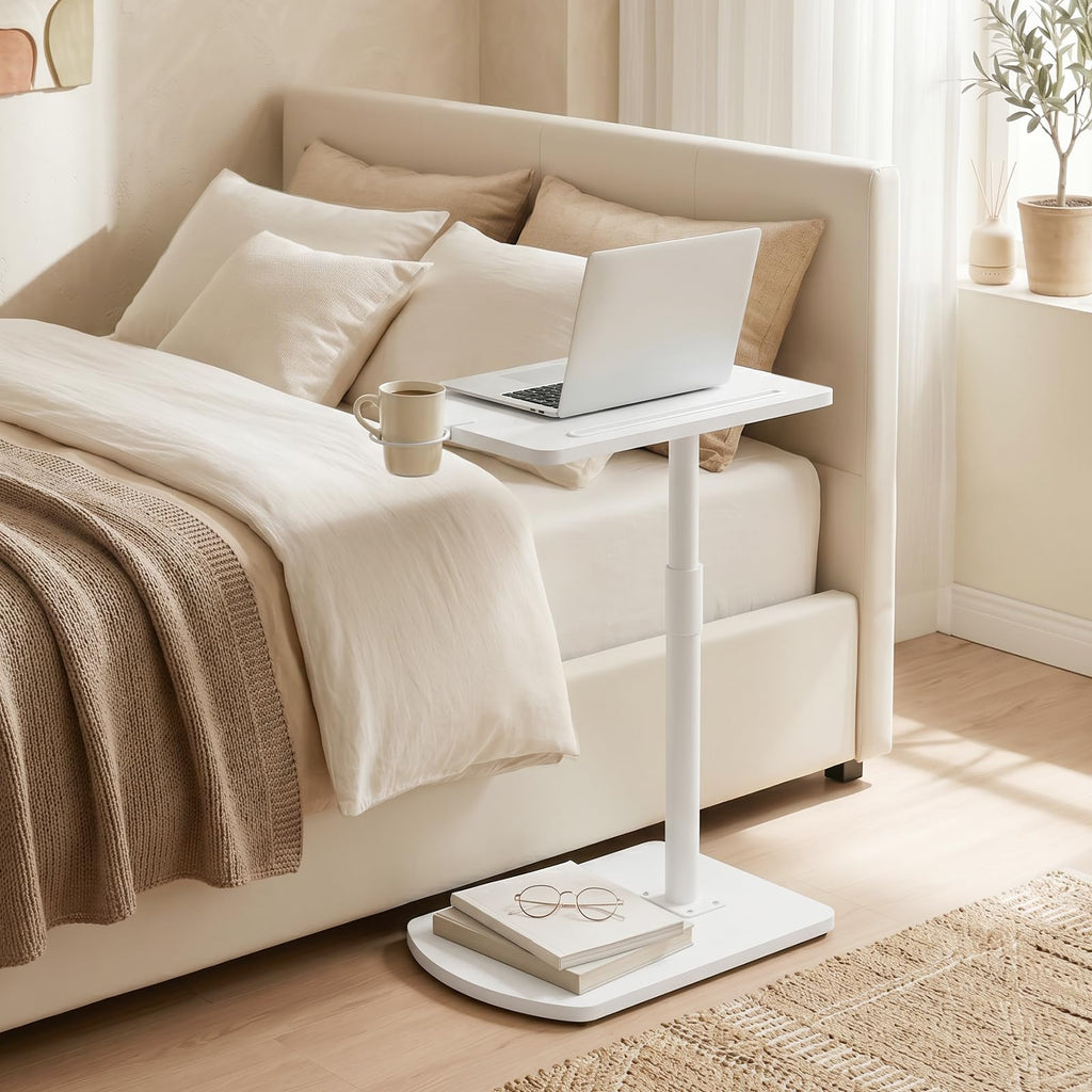 HOOBRO C Shaped Side Table, Height Adjustable Bedside Table, 360° Rotating Sofa Table Laptop Tables with Detachable Cup Holder and Tablet Slot - image 5