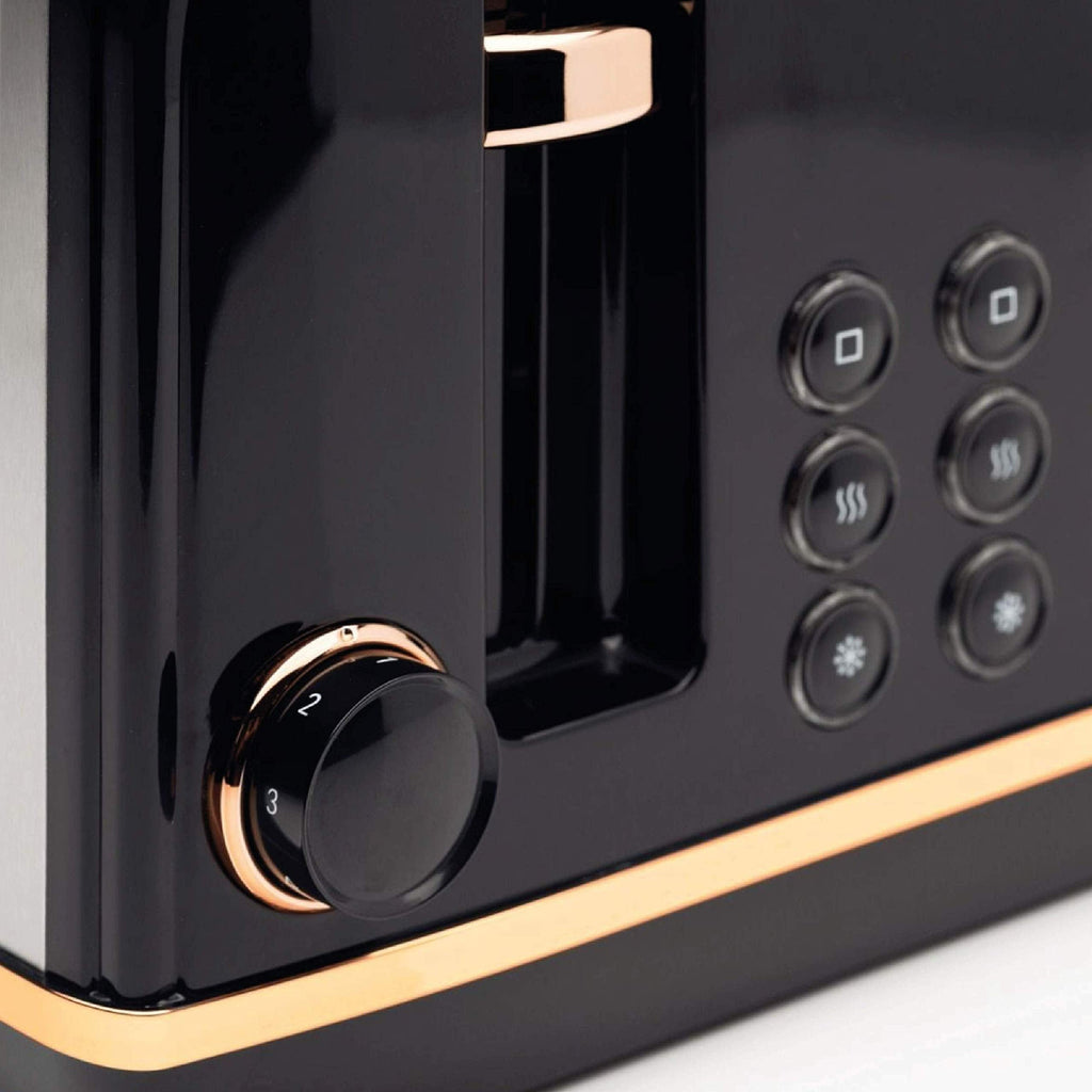 Haden Salcombe 4 Slice Toaster – Black Retro Stainless Steel, 2300W