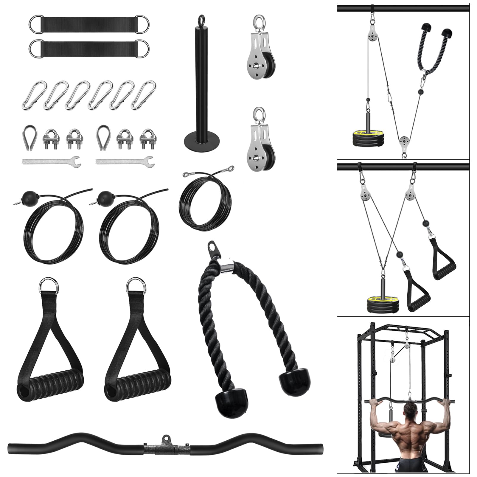 FASPUP Cable Pulley System Home Gym - Steel LAT Pull Down Attachments