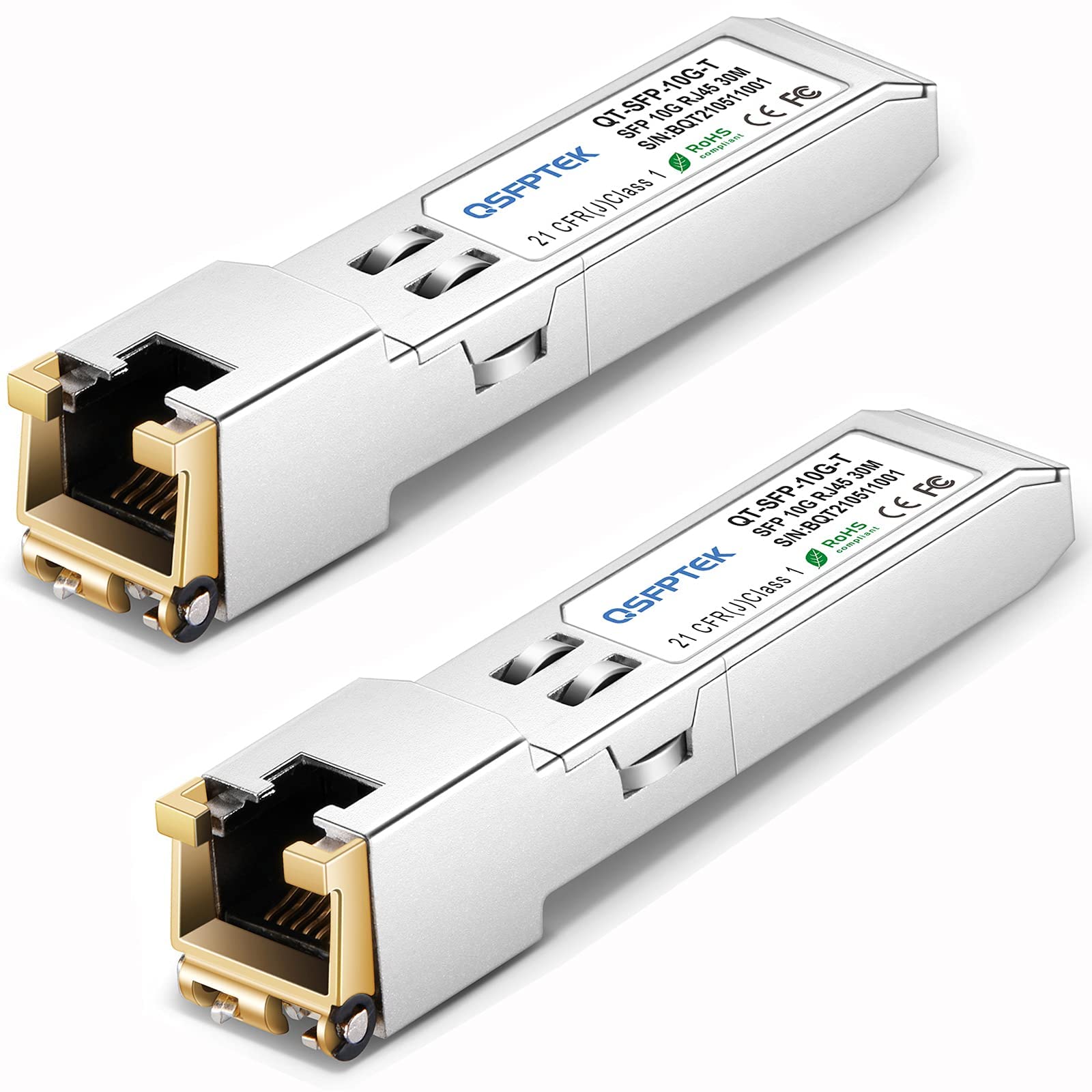 QSFPTEK 10GBASE-T SFP+ to RJ45 Copper Transceiver for Cisco – 2 Pack
