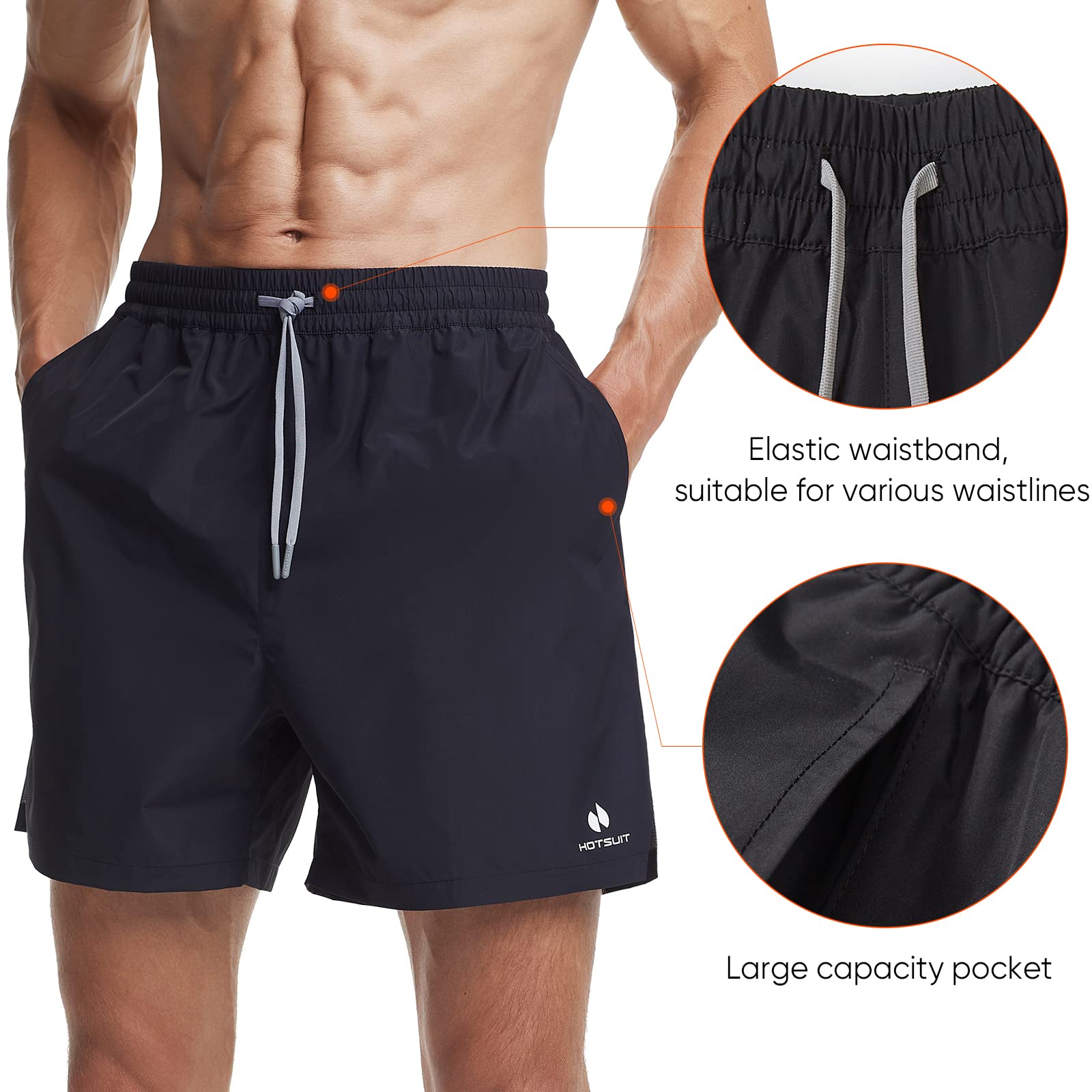 HOTSUIT Men's Sauna Shorts – Silver-Heat Sweat Pants for Gym Workout