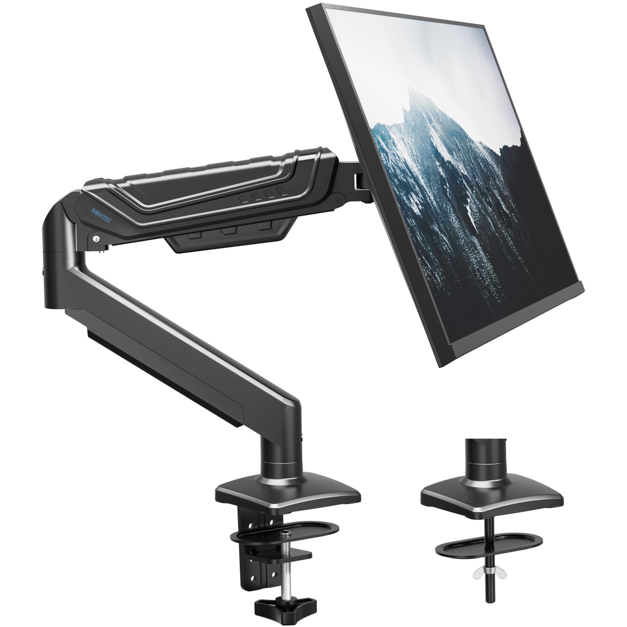 BONTEC Single Monitor Arm | Gas Spring Desk Mount for 15-34 Inch Screens
