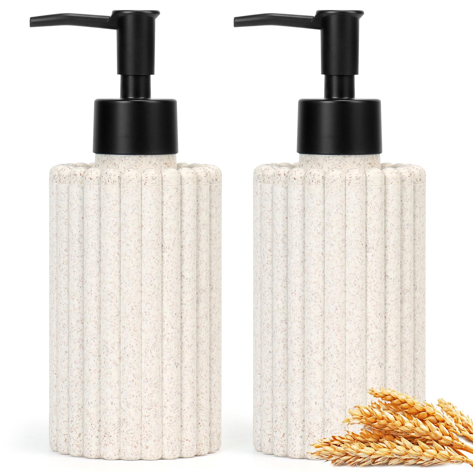 Nuscen 2-Pack Hand Soap Dispenser | 400ml Refillable Wheat Straw Bottle