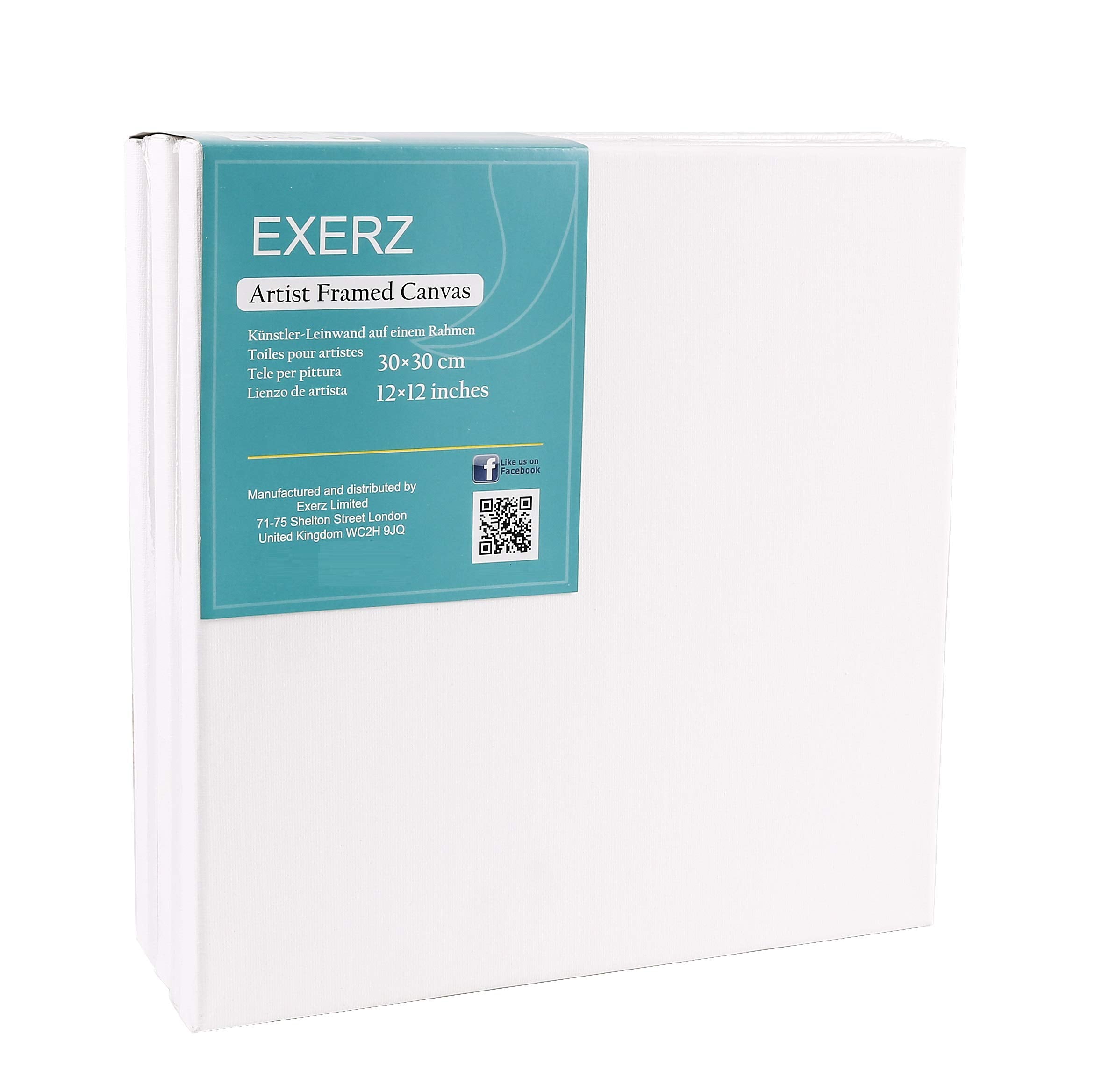 Exerz 30x30cm Pre-Stretched Canvas 5-Pack | 100% Cotton Triple Primed