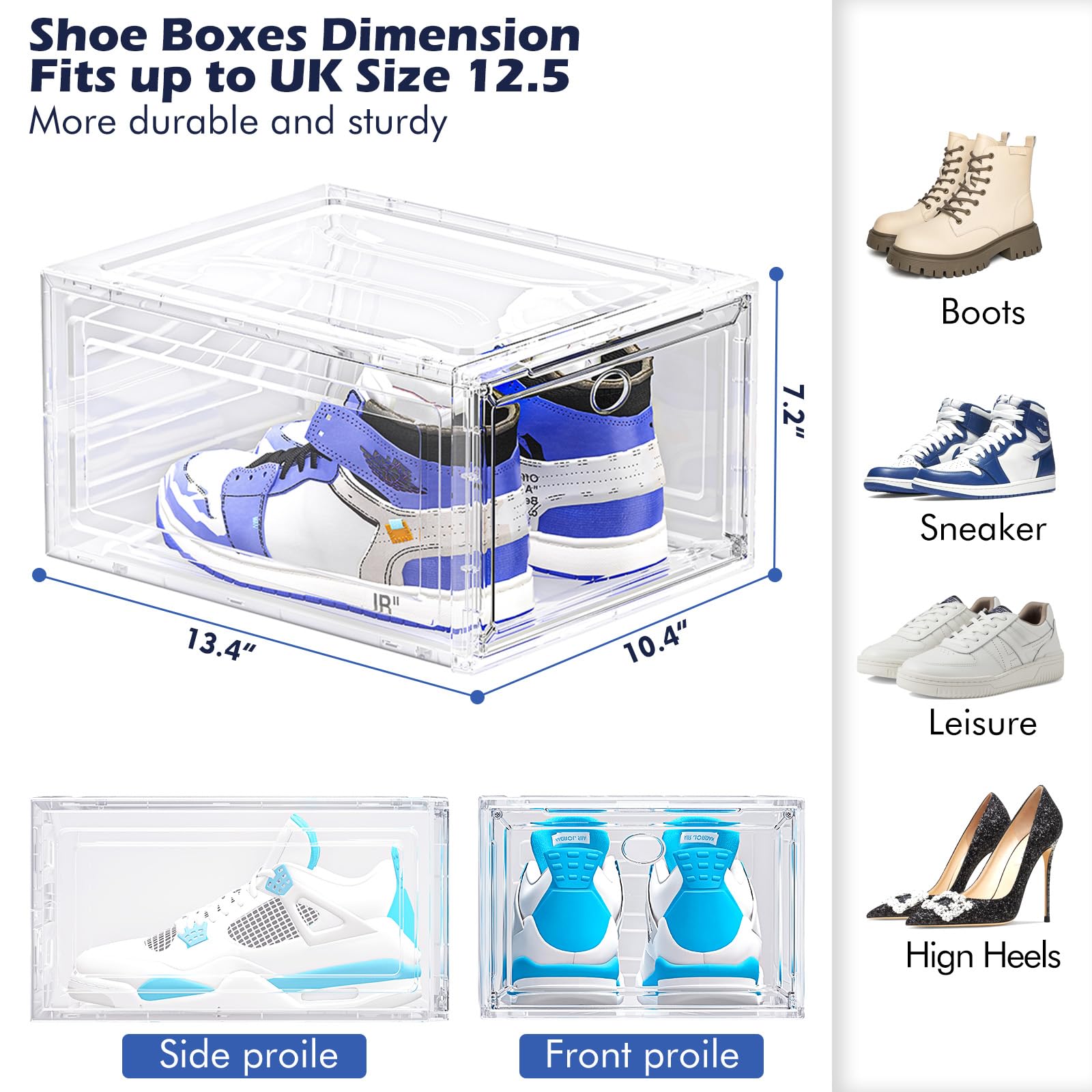 TidyTrove Stackable Shoe Storage Box – 9 Pack Clear Plastic Magnetic Case