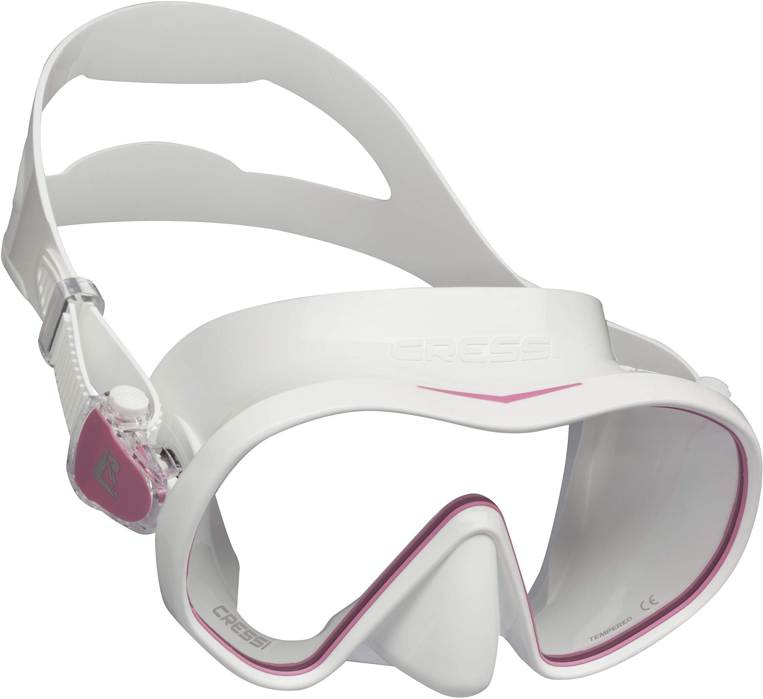 Cressi F-Dual Mask & Supernova Dry Snorkel Set – White Pink/Clear