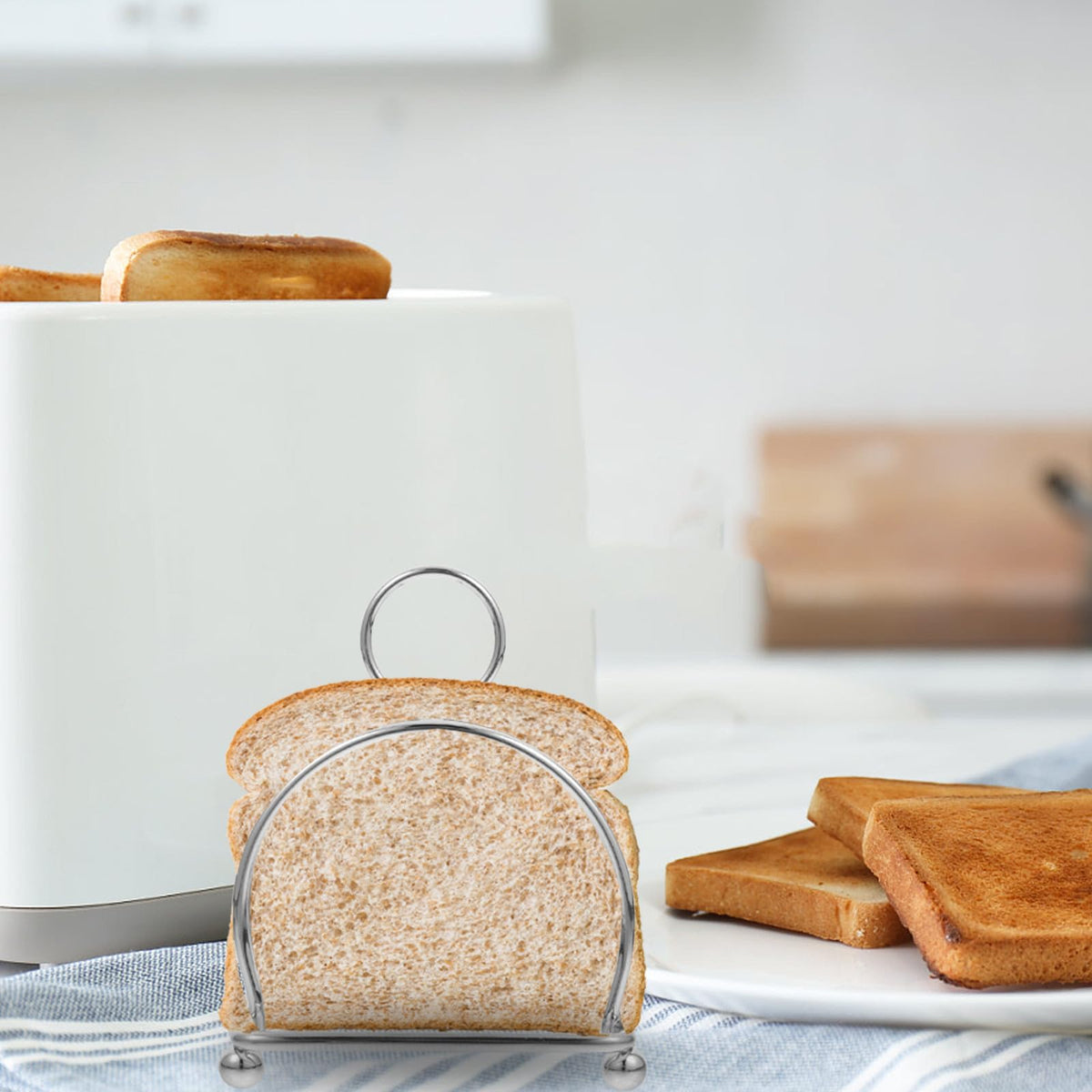 SHINEOFI Toast Display Rack Stainless Steel Bread Stand Space Saving Design, Metal Holder for Sliced Bread and Pastries - image 5