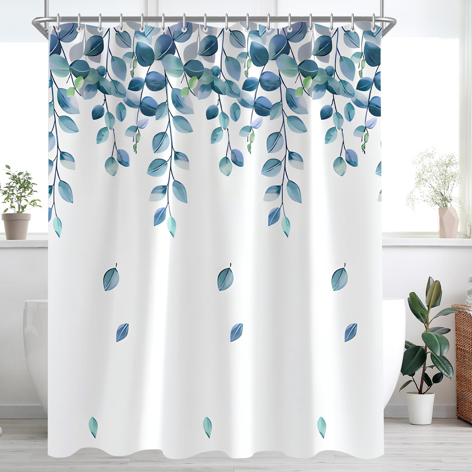 Lerores Green Leaves Shower Curtain – Extra Wide Waterproof Polyester