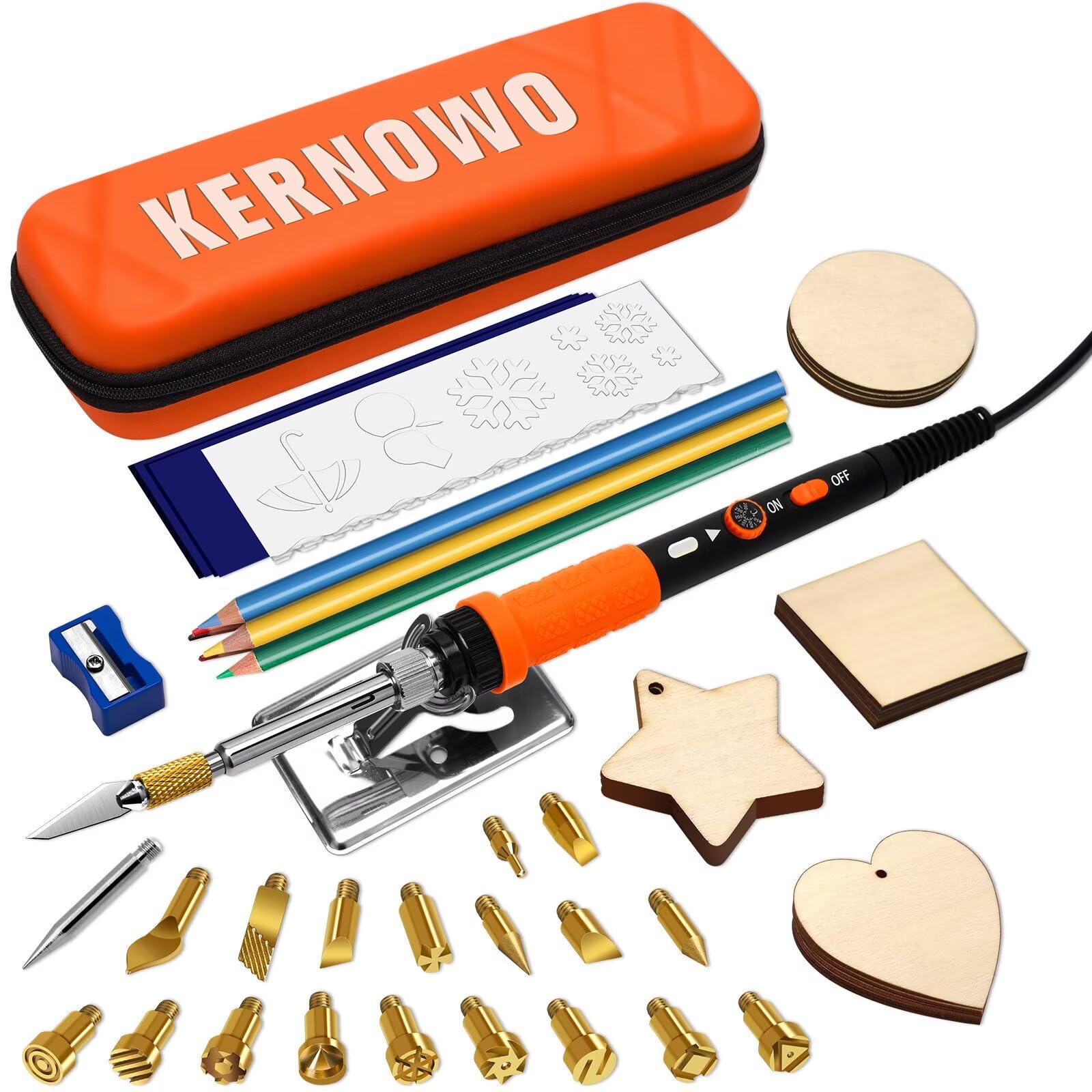 K KERNOWO 76-in-1 Wood Burning Kit – 70W Adjustable Pyrography Pen