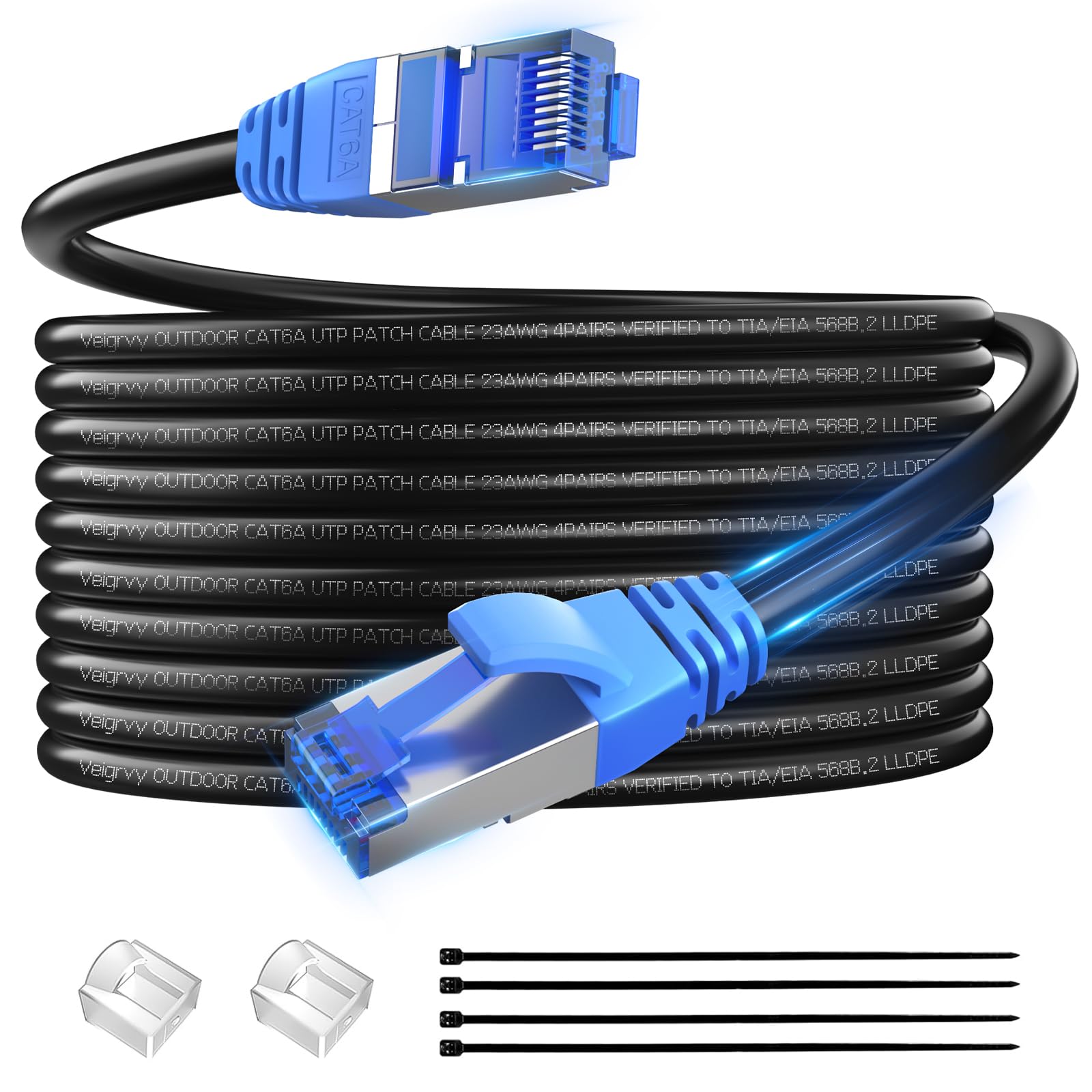 Veigrvy Cat 6A Outdoor Ethernet Cable 10m | Direct Burial 10Gbps LAN