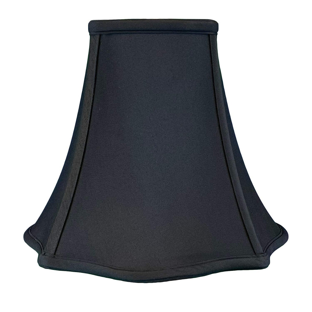Royal Designs Fancy Square Bell Lamp Shade | Black Silk Shantung, 10-Inch