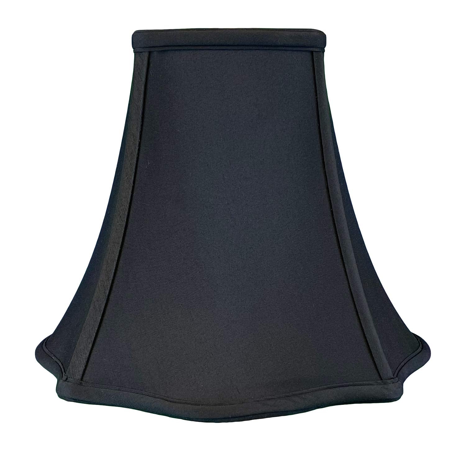 Royal Designs Fancy Square Bell Lamp Shade | Black Silk Shantung, 10-Inch