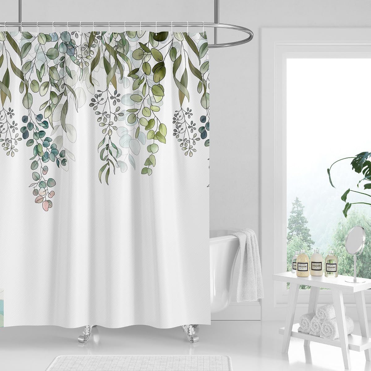 Tennove Plant Leaves Shower Curtain | Waterproof Polyester 180x200cm