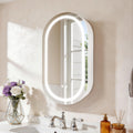 Janboe Oval Mirror Cabinet with Light,41×71cm,3 Colors&Dimmer,Defogger,Internal LIghting,Powerer Coating Iron,USB Shaver Socket,White - image 1