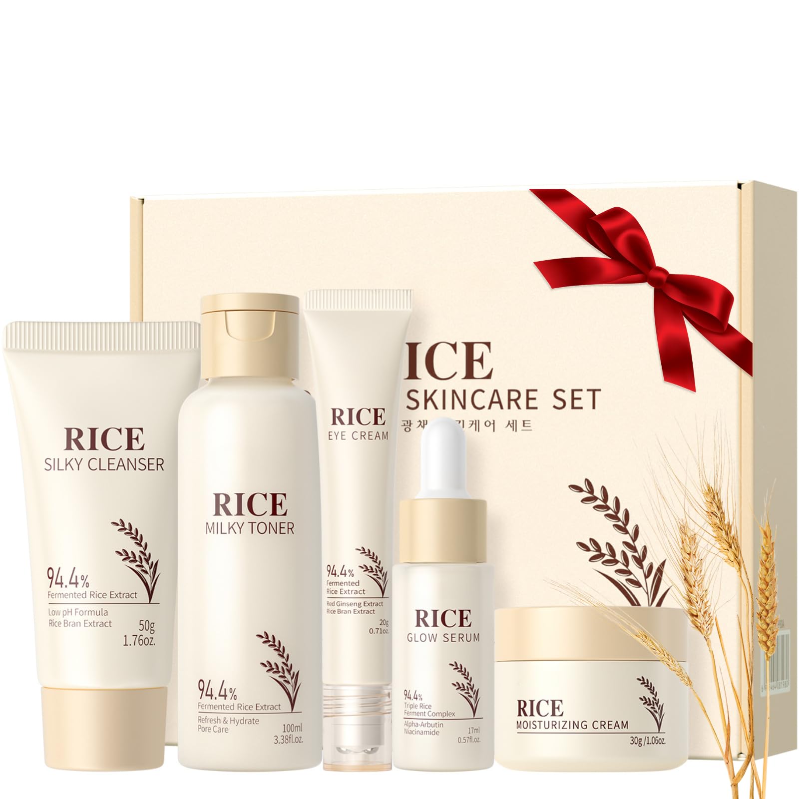 Korean Rice Skincare Set | 5-Piece Glass Skin Kit for Glowing Face