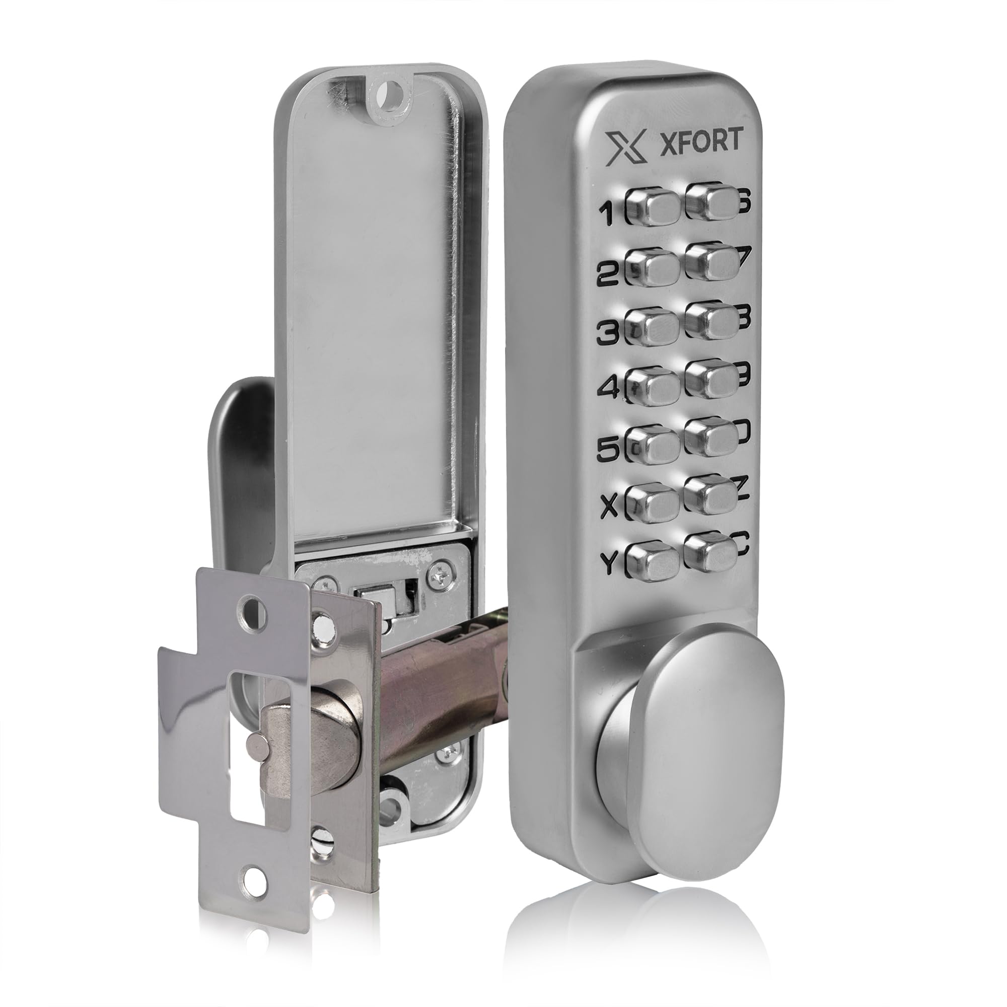 XFORT Digital Door Lock – Satin Chrome Keypad Combination Security Lock