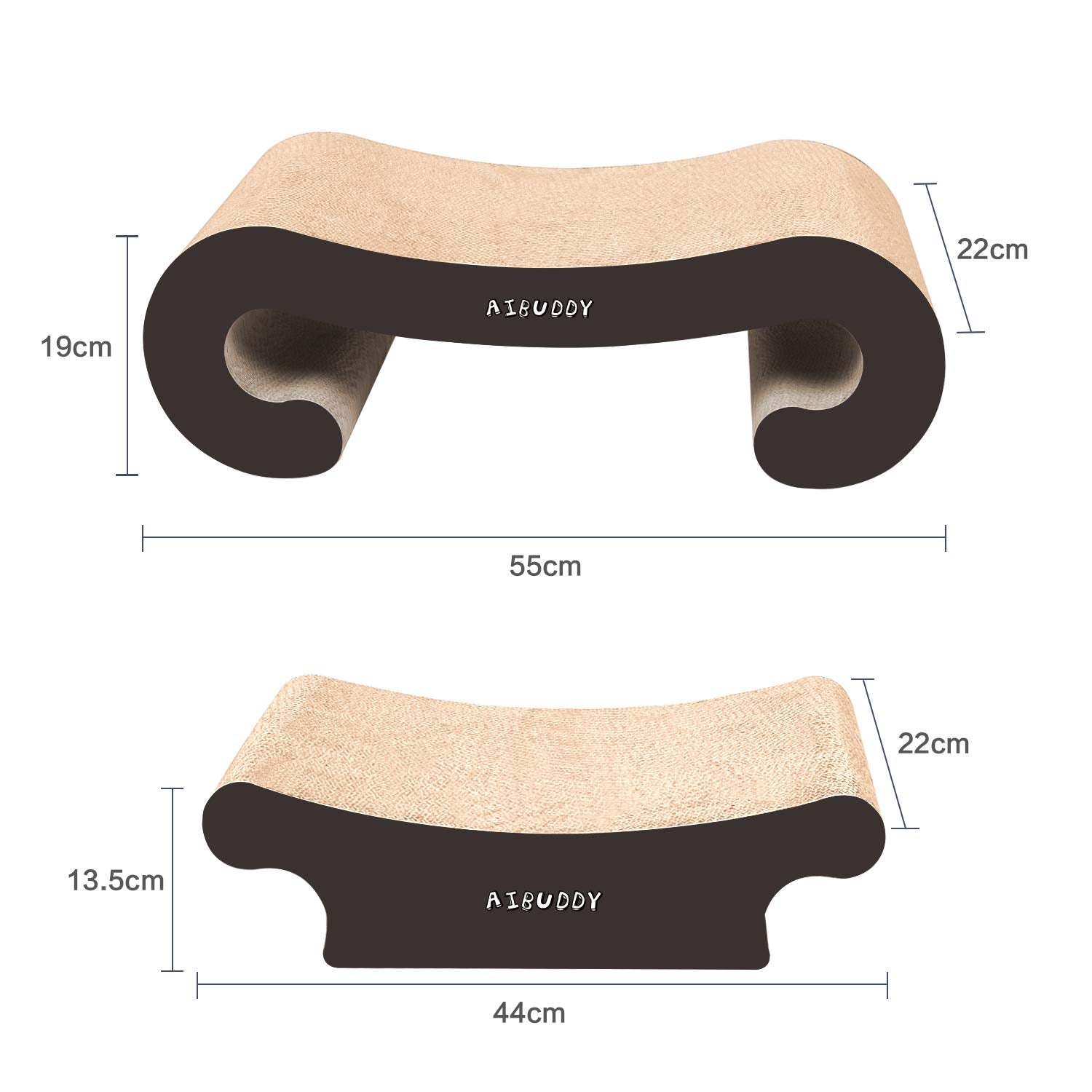 Aibuddy 2-in-1 Cat Scratcher Lounge | Durable Cardboard Bed & Toy