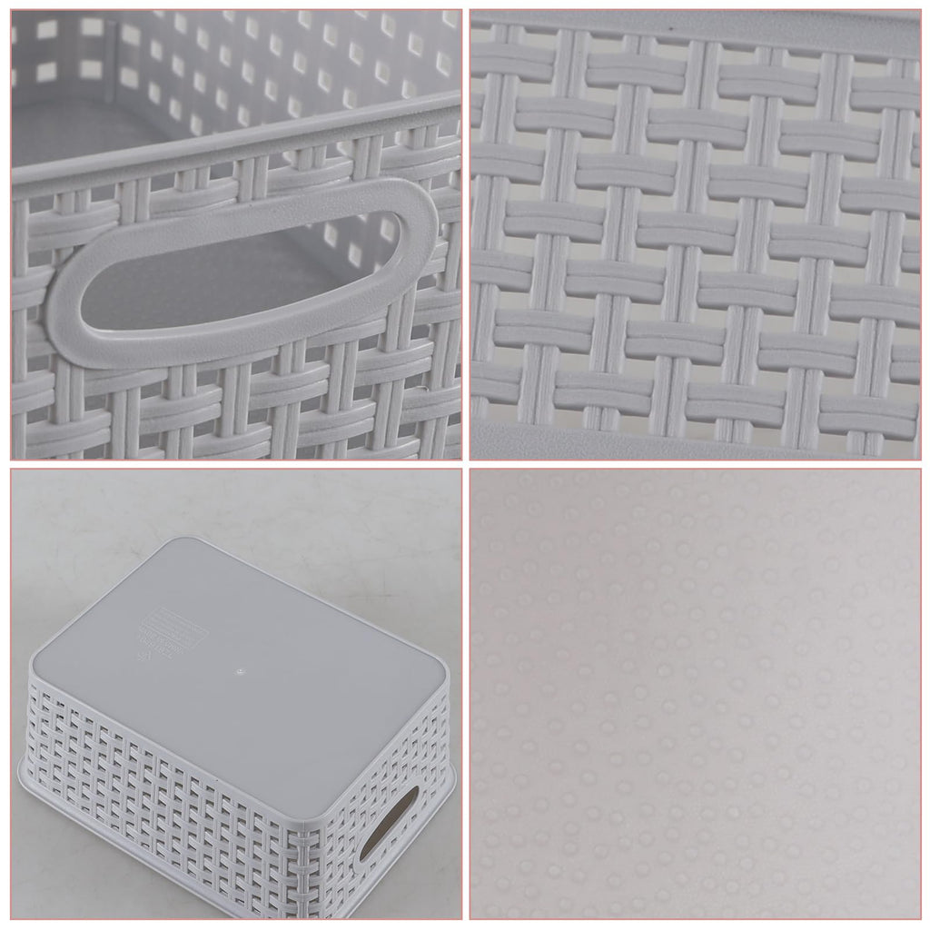 Jnktka 6 Pack Woven Storage Basket, Small Plastic Baskets for Shelves, Grey