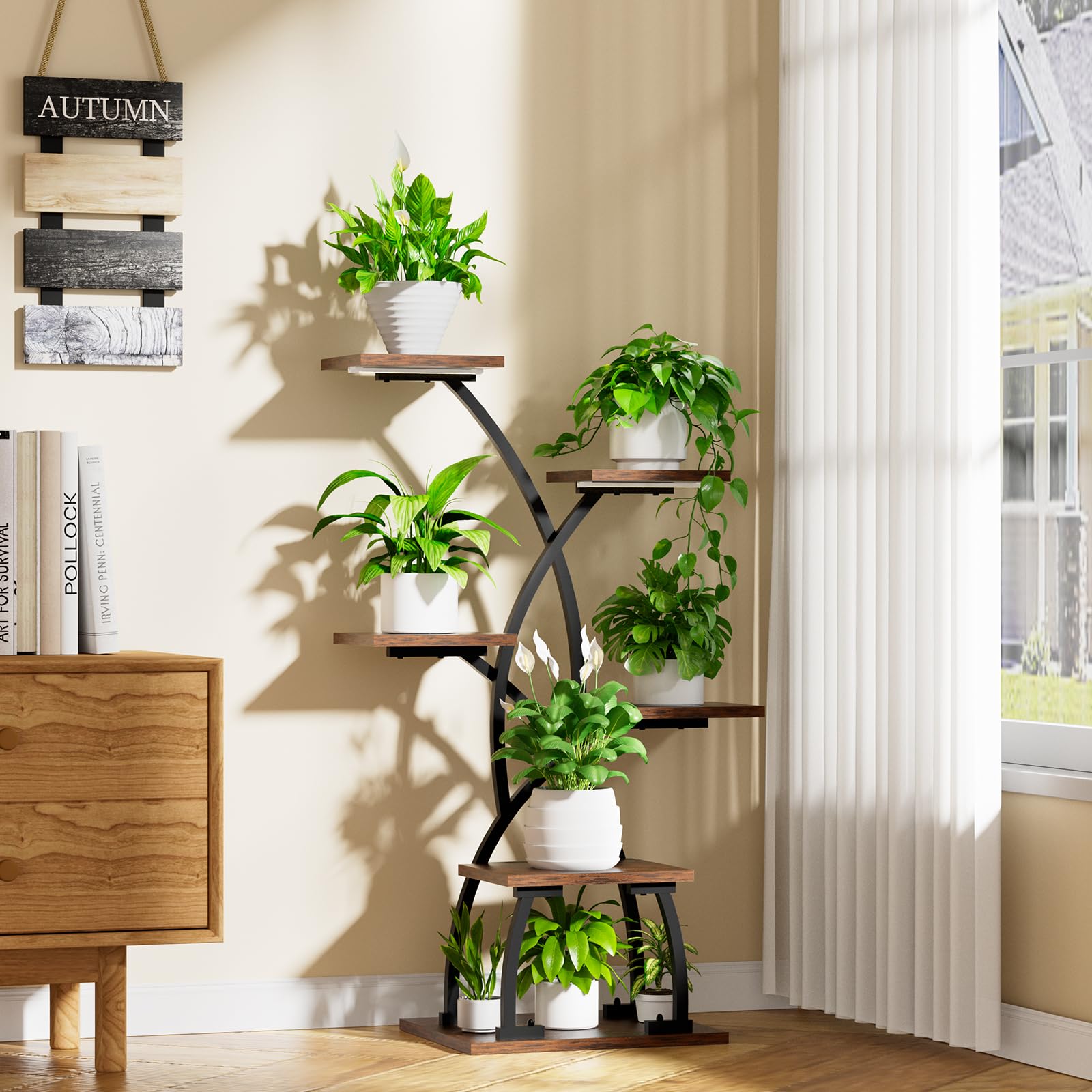 6-Tier Indoor Plant Stand with Grow Lights | 36" Metal Shelf