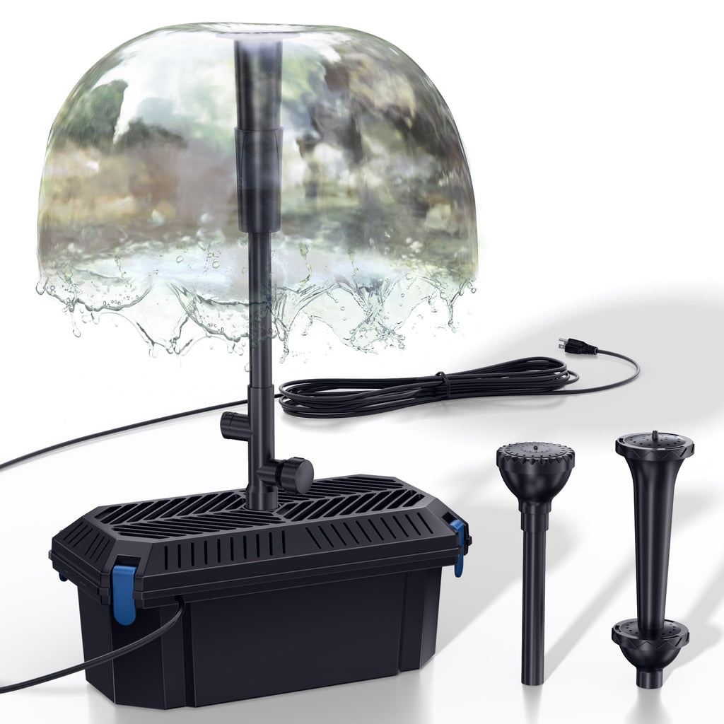 Biling Koi Pond Filter Box with 660GPH Water Pump and 3 Fountain Heads