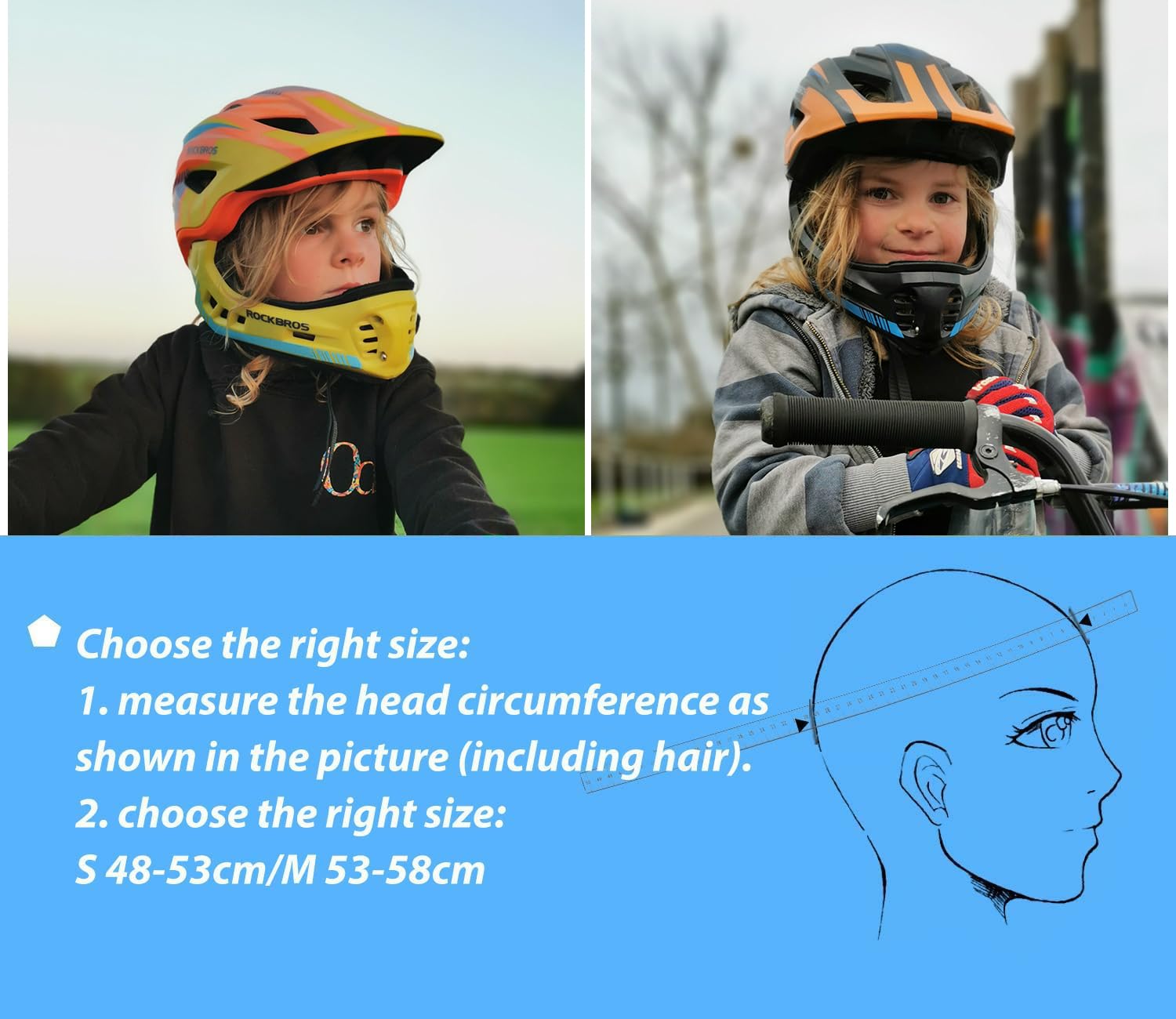 ROCKBROS Kids Full Face Bike Helmet | 2-in-1 Detachable MTB Safety Gear