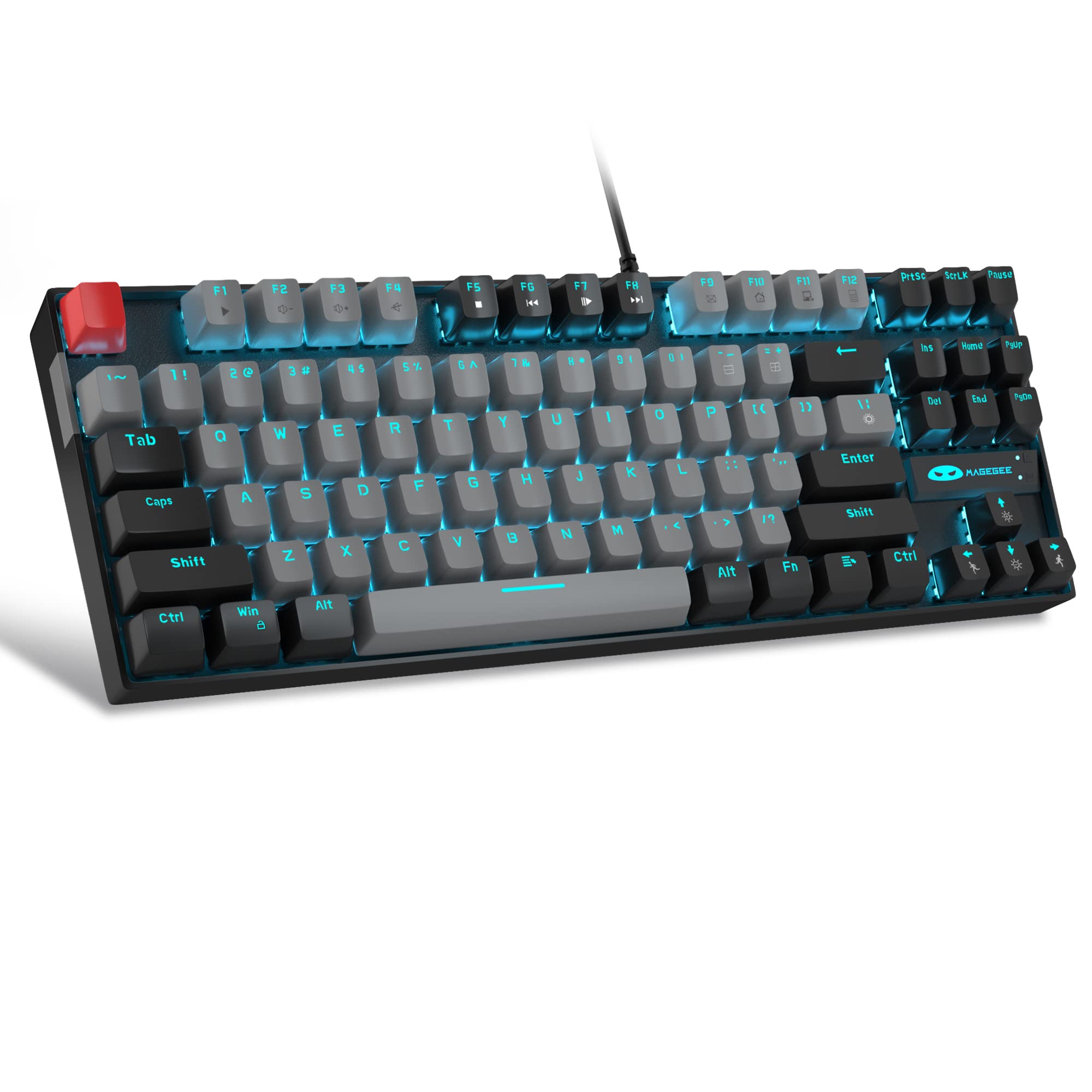 MageGee 75% Mechanical Gaming Keyboard | Blue Switch TKL Wired - Grey/Black