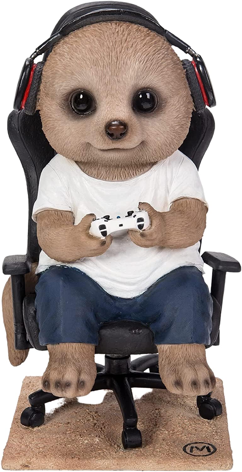 Vivid Arts Gamer Baby Meerkat Garden Ornament | Durable Resin Statue
