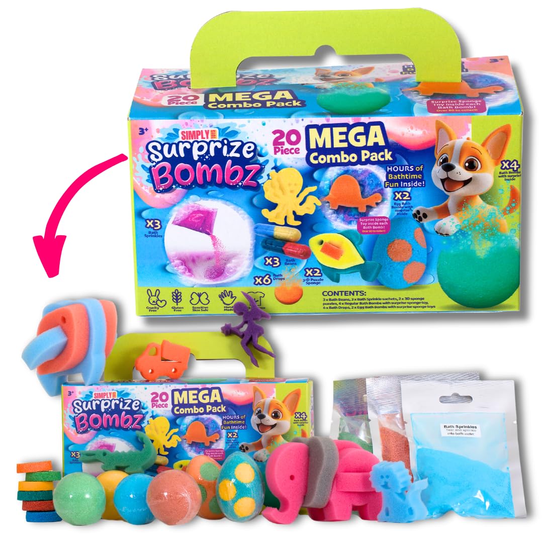 Simply Toys 20-Piece Kids Bath Bomb Set with Surprise Toys Inside