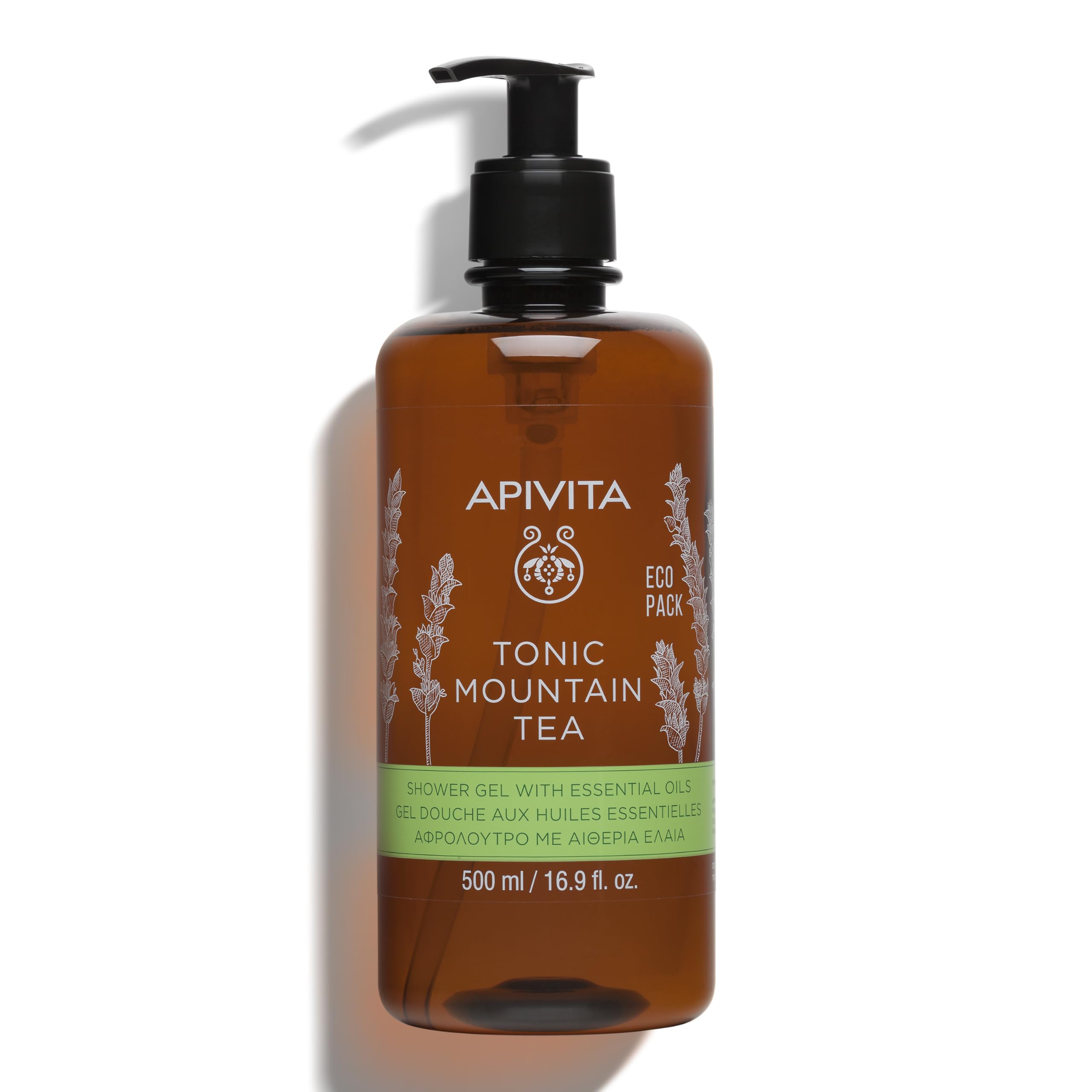 Apivita Tonic Mountain Tea Shower Gel | Revitalizing Body Wash - 500ml