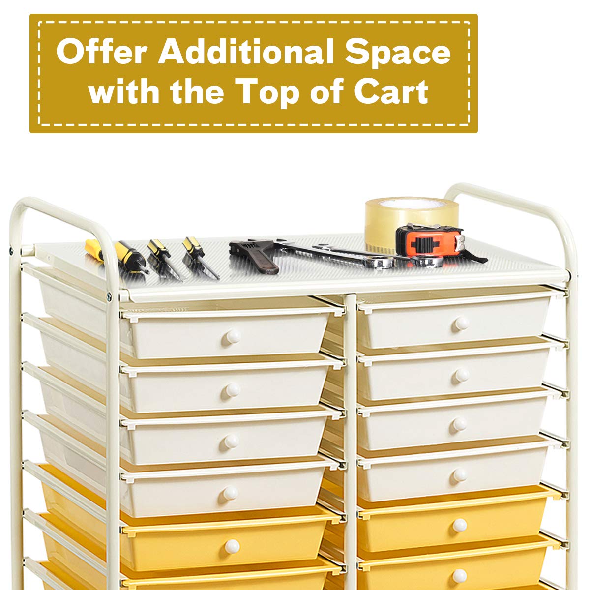 GiantexUK 20 Drawers Storage Trolley Yellow