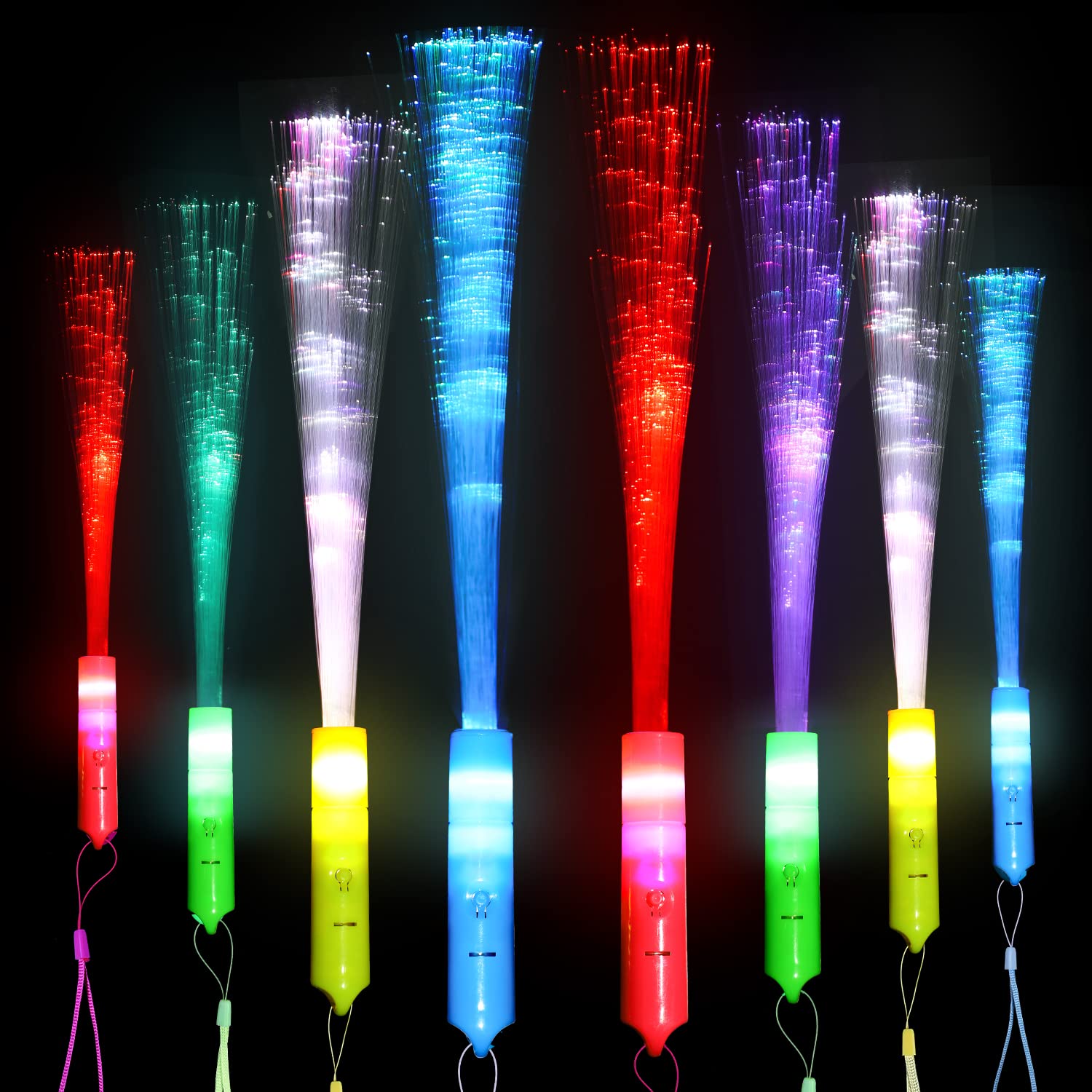 VEYLIN Fiber Optic Wand – 8 Pack LED Glow Sticks for Parties & Events