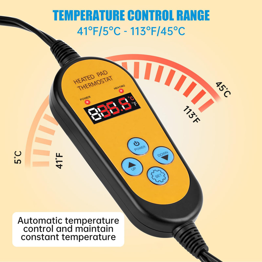WADEO Seedling Heat Mat with Thermostat - 60x42cm Waterproof 50W Mat