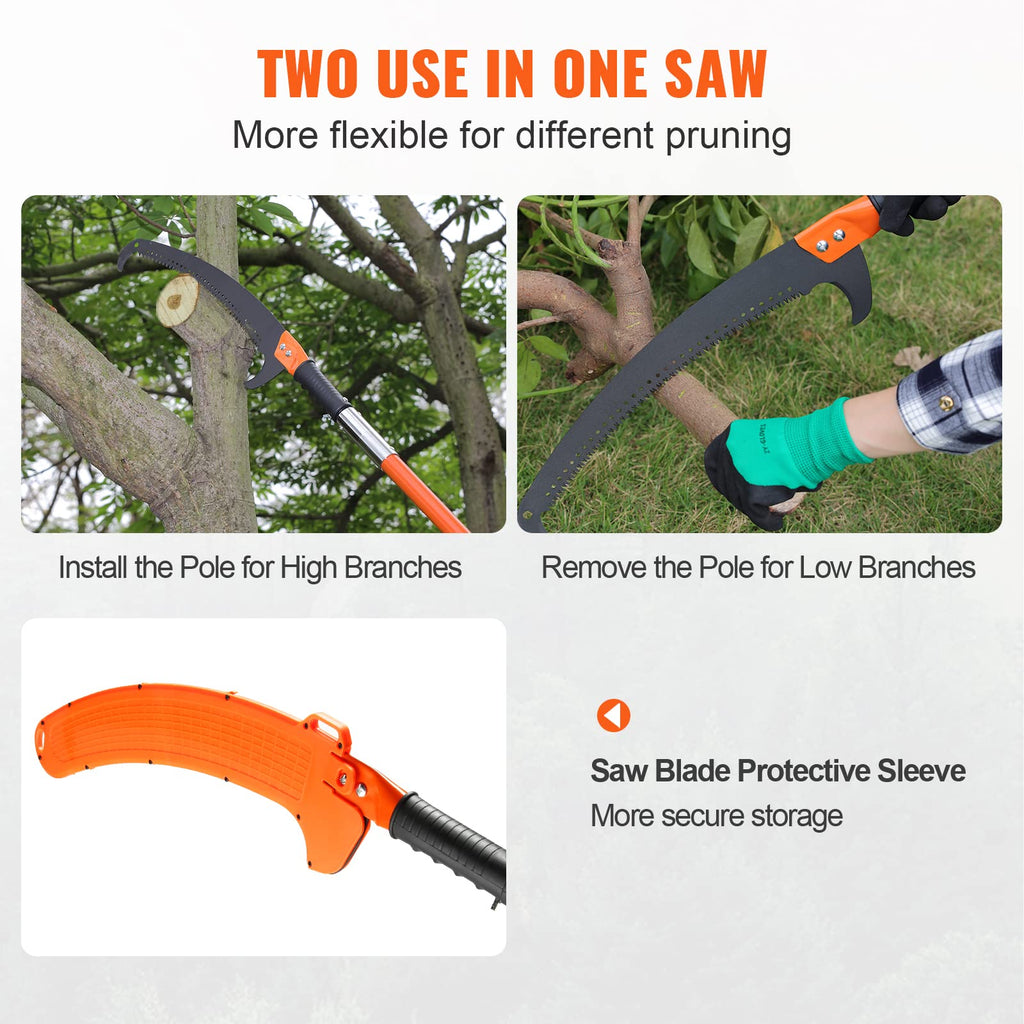 VEVOR 27 ft Extendable Pole Saw | Carbon Steel Blade Tree Pruner