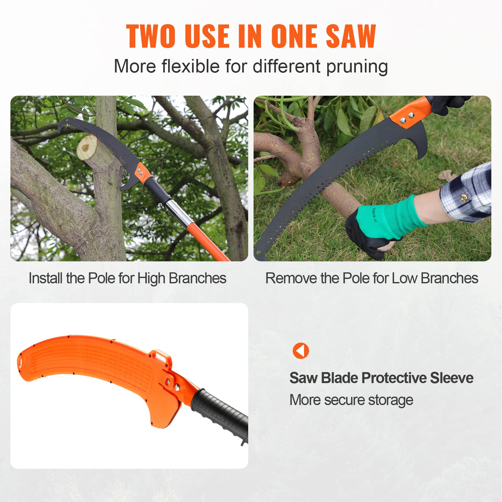 VEVOR 27 ft Extendable Pole Saw | Carbon Steel Blade Tree Pruner