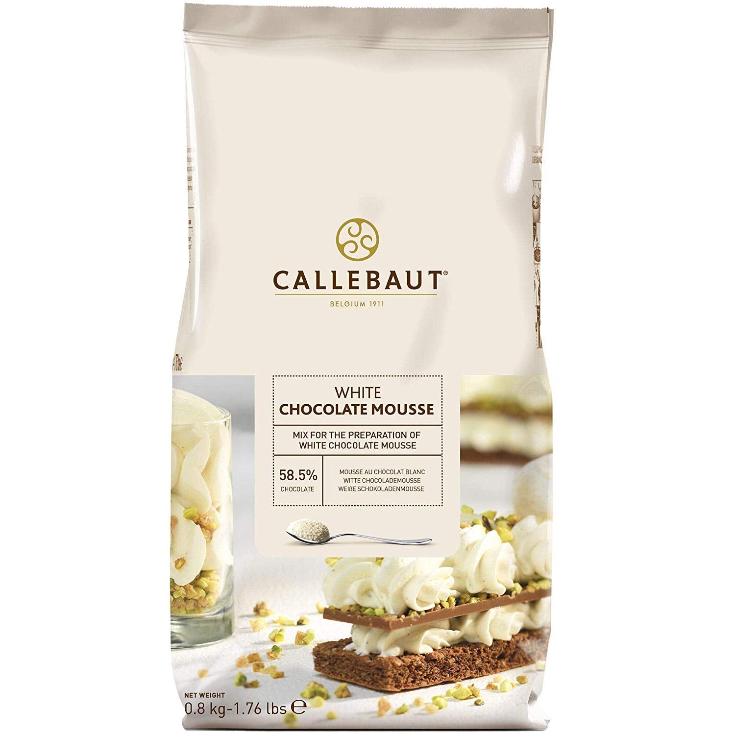 Callebaut White Chocolate Mousse Powder – Instant Dessert Mix, 800g