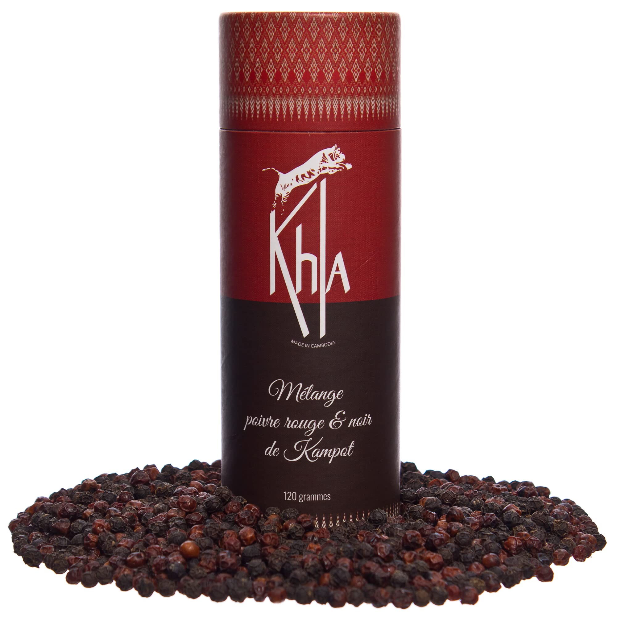 KHLA Organic Red and Black Kampot Pepper Blend PGI - 120g Grains