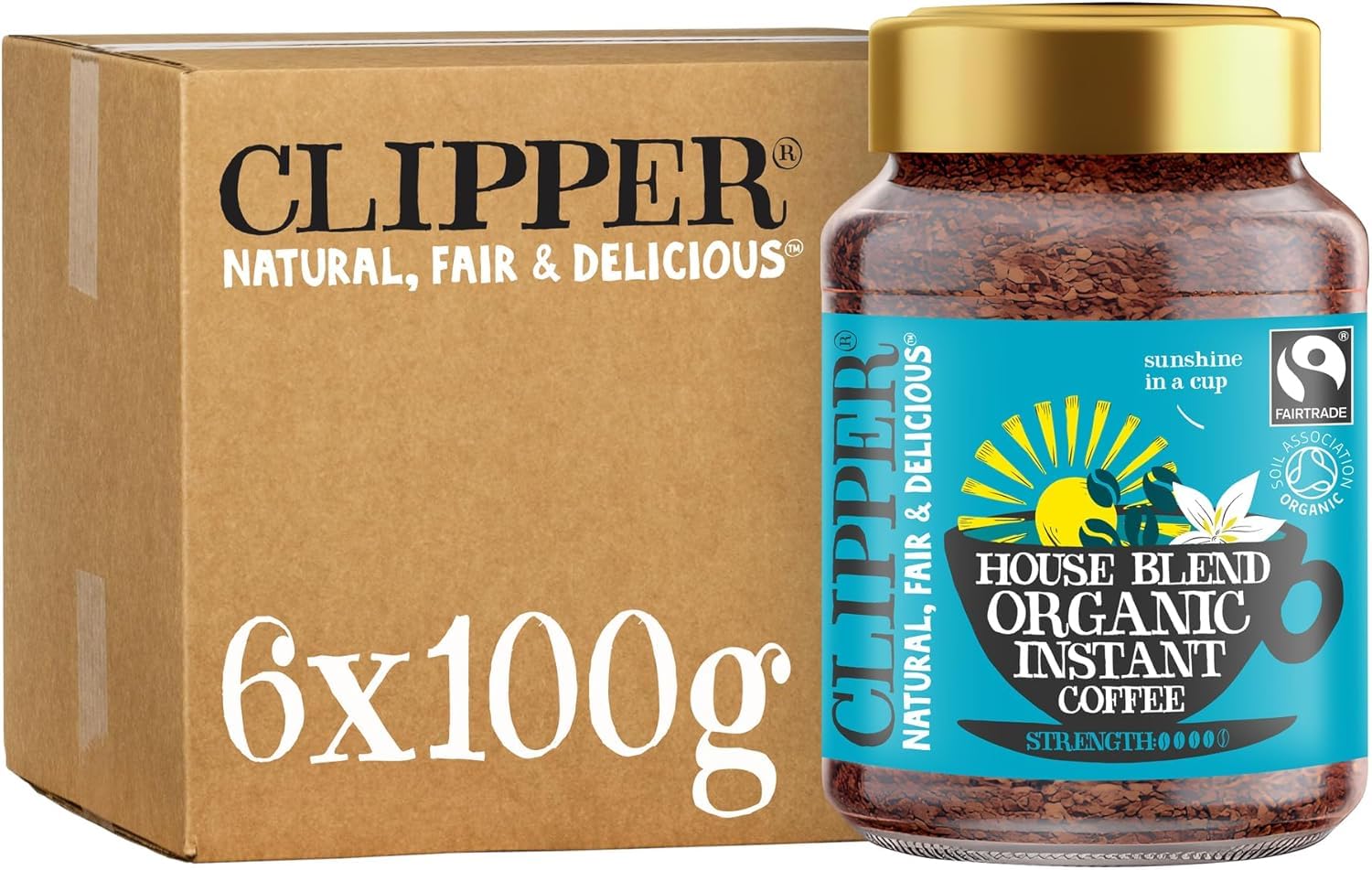 Clipper Organic Arabica Instant Coffee - Fairtrade Bulk Buy (6 x 100g)