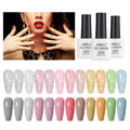AIMEILI Reflective Glitter Gel Nail Polish Set - 12 Colors UV LED Soak Off