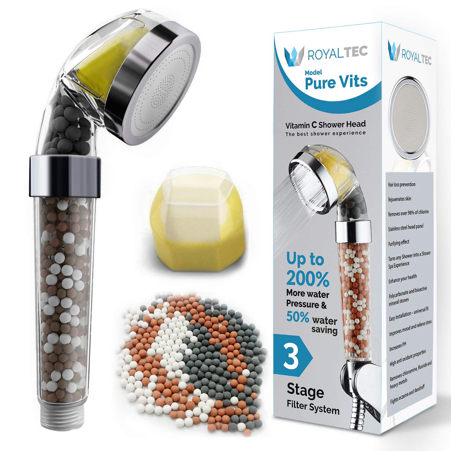 Royaltec Vitamin C Shower Head – High Pressure Ionic Filter for Hard Water