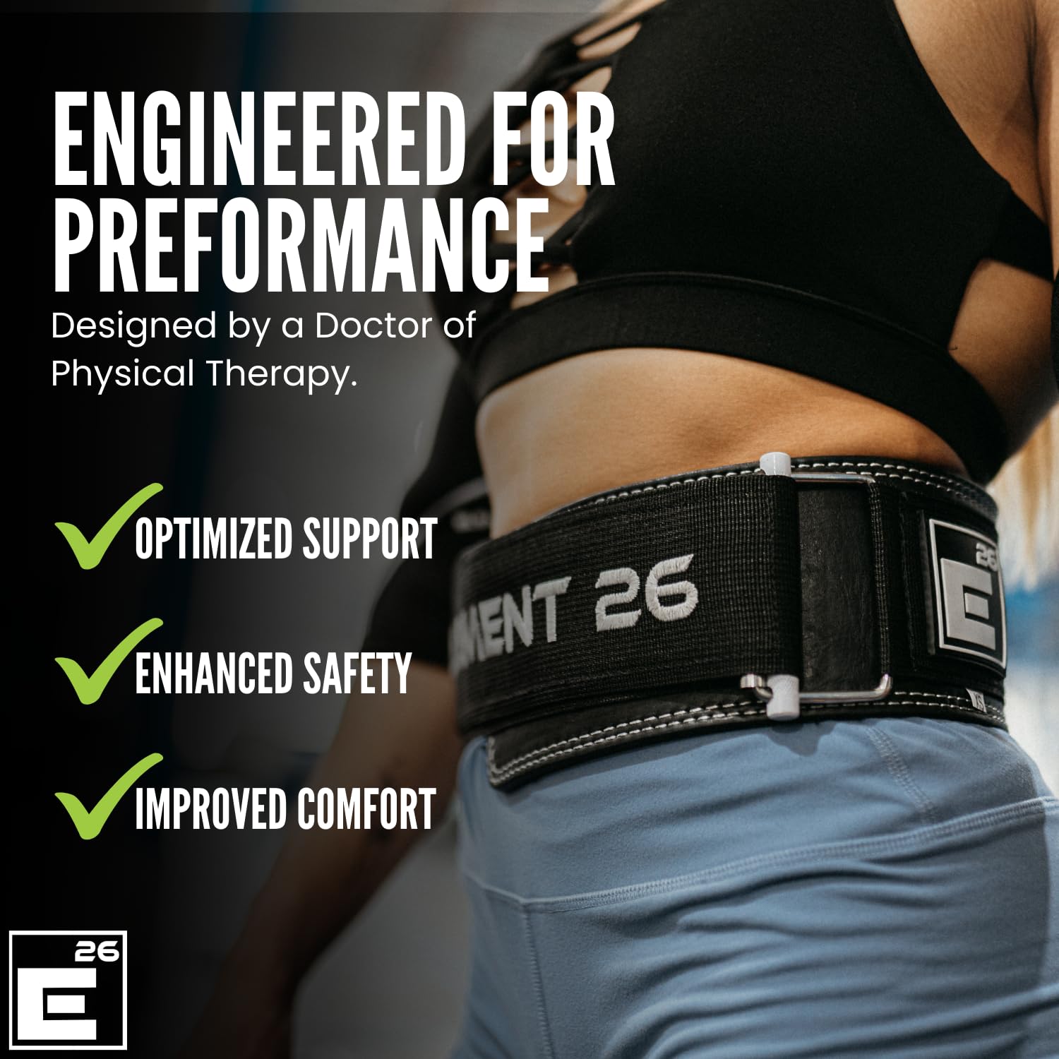 Element 26 Hybrid Leather Weightlifting Belt | Self-Locking Squat Belt
