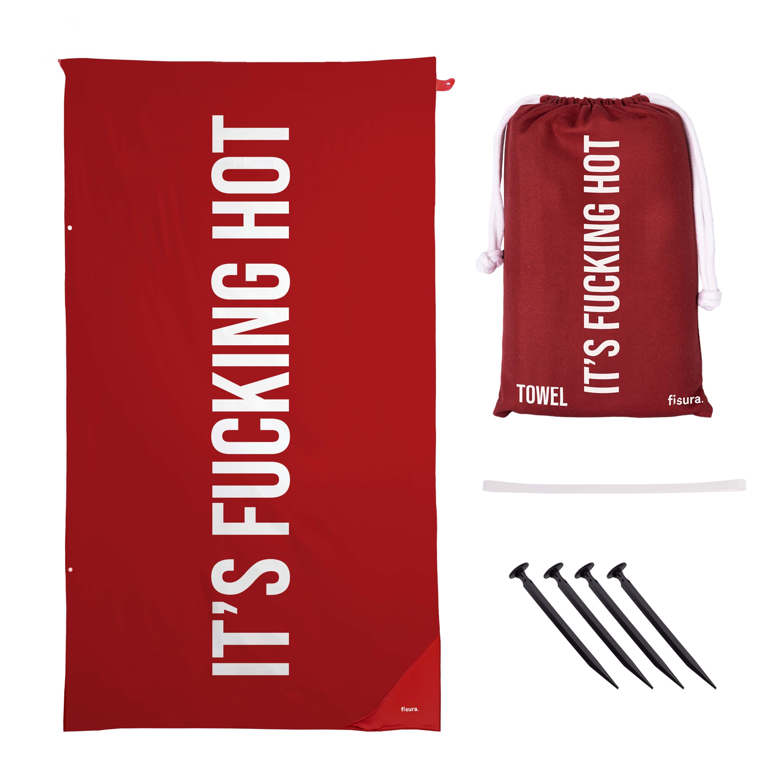 Fisura Oversized Microfiber Beach Towel – Sand-Proof & Quick-Dry Red 180x100cm