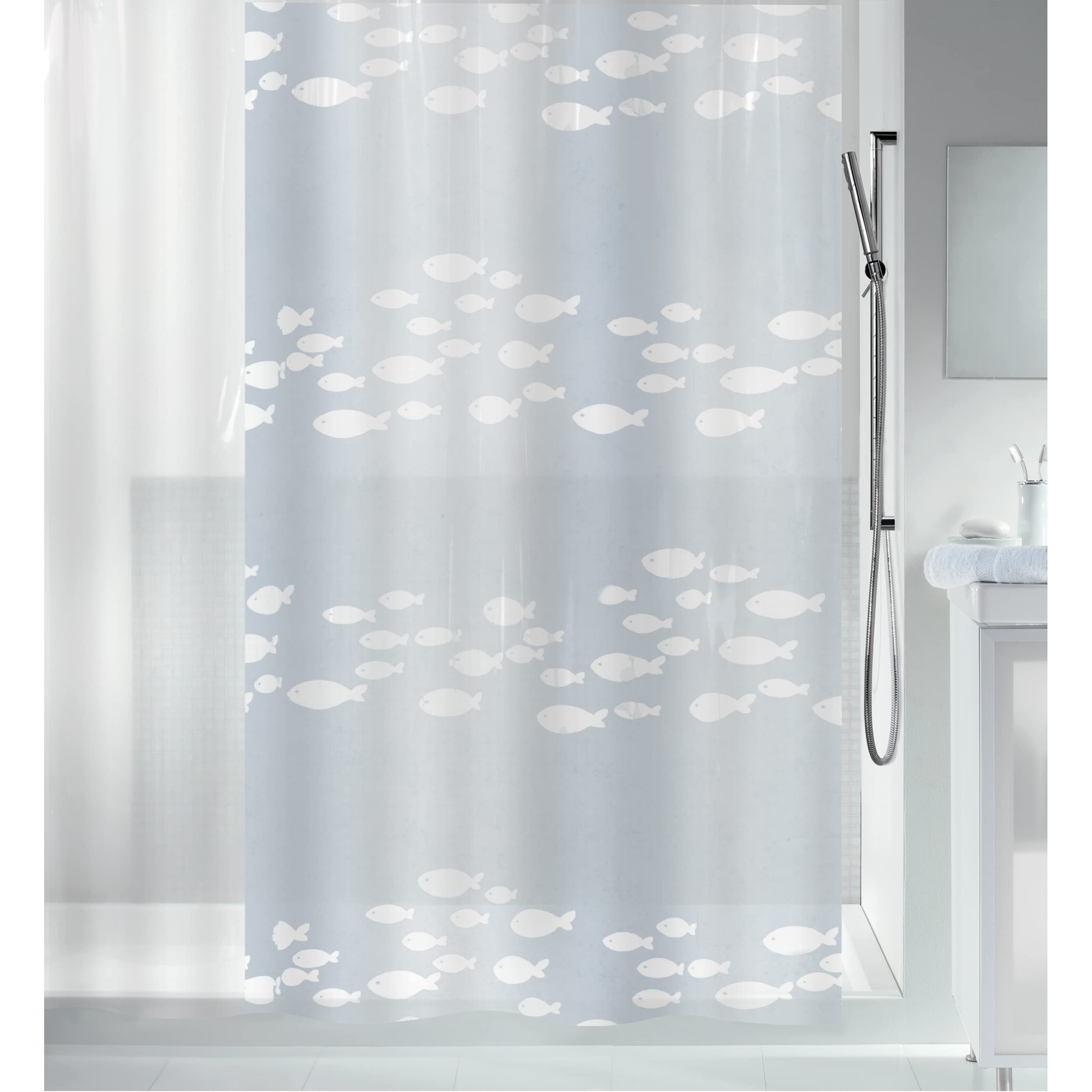 Spirella Anti-Mould Shower Curtain | Peva Sardaigne Fish | 180x200cm