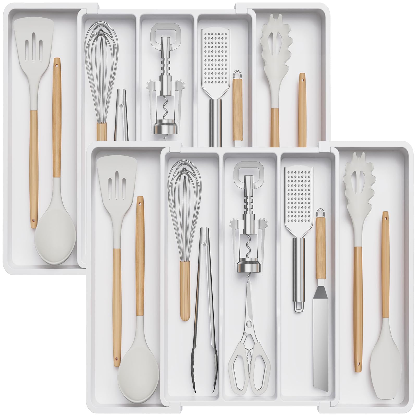 Lifewit Expandable Utensil Drawer Organiser | Large Plastic Cutlery Tray