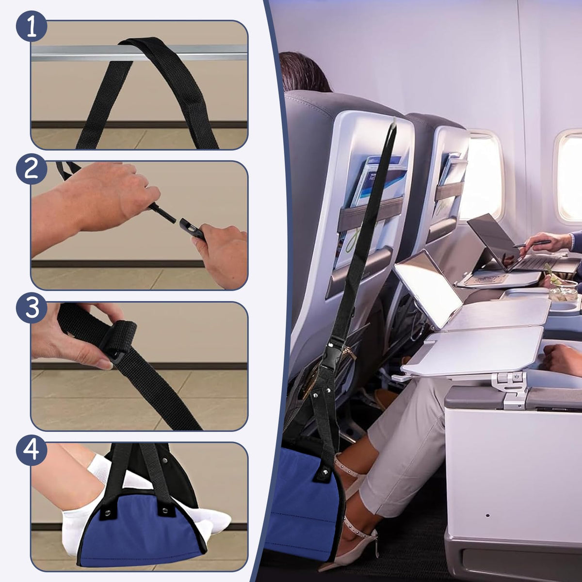 Xynovate Airplane Footrest, Portable Adjustable Plane Leg Rest, Travel Foot Hommock with Memory Foam, Ergonomic Support for Long Flights, Office - image 4