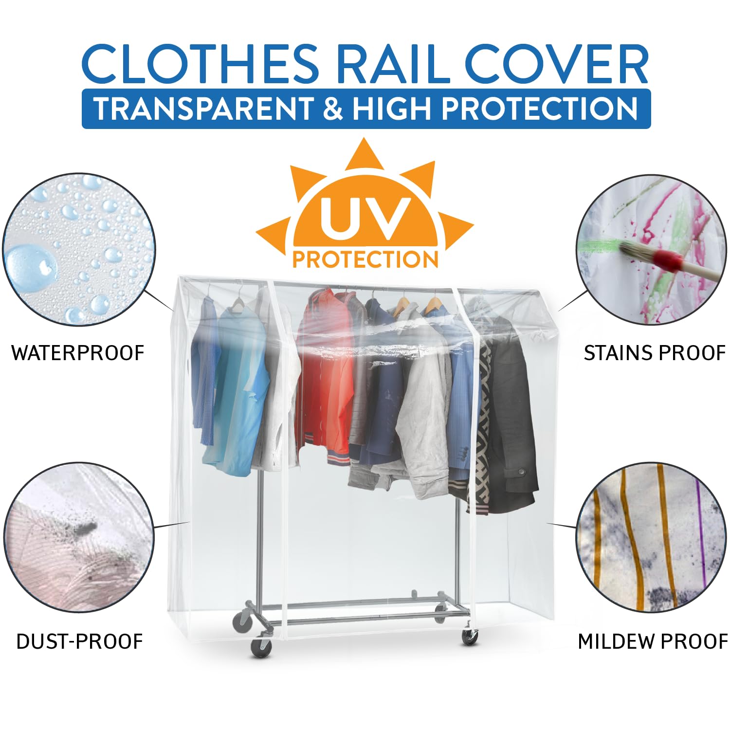 Tatkraft Anwalt Clear Clothes Rail Cover - UV Resistant Garment Protector