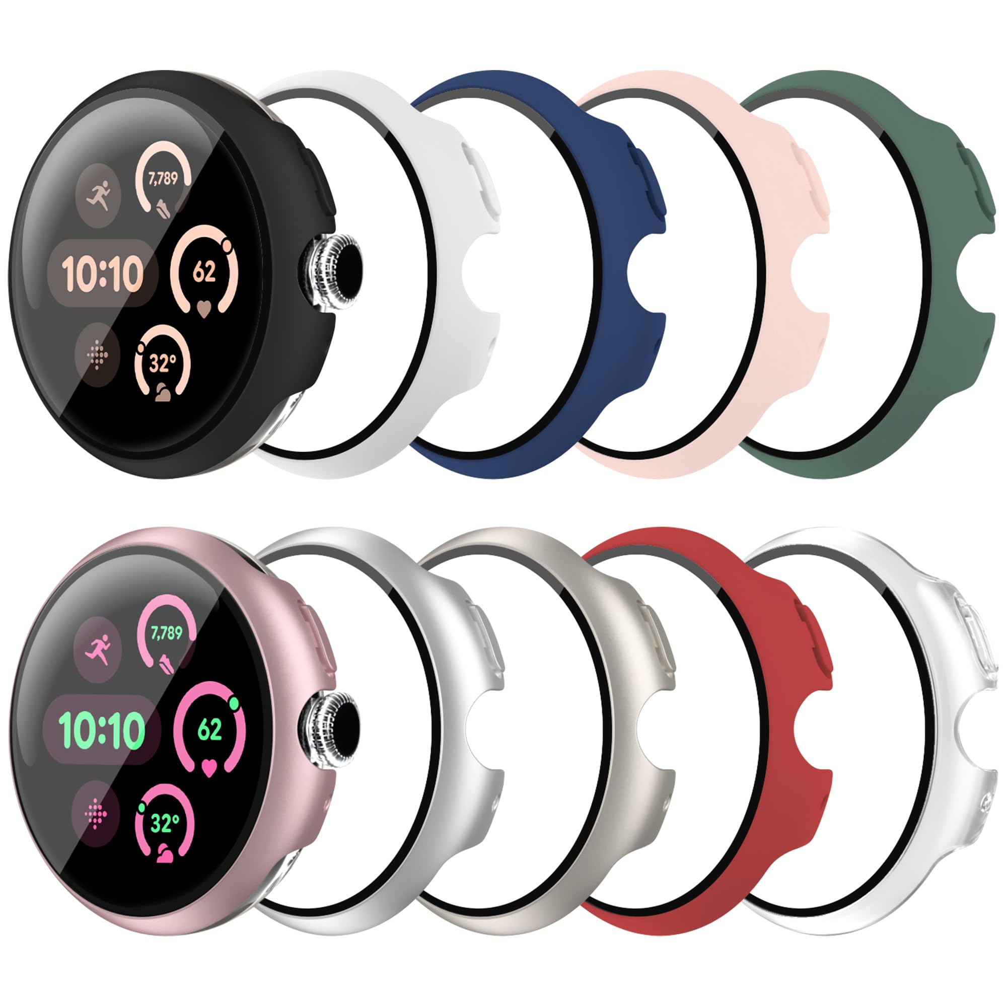 Tiorecime 10-Pack Case for Google Pixel Watch 3/2/1 41mm with Screen Protector